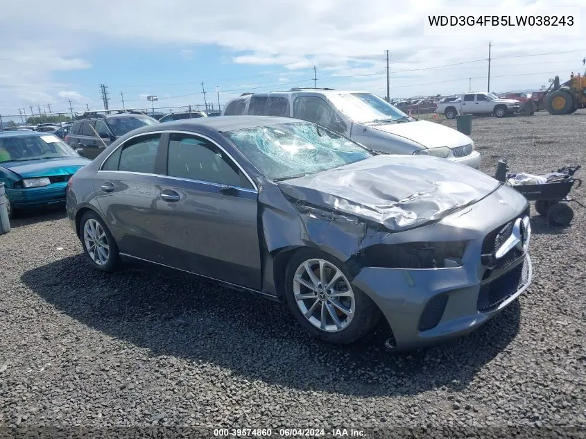 2020 Mercedes-Benz A 220 4Matic VIN: WDD3G4FB5LW038243 Lot: 39574860