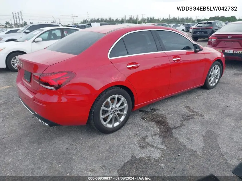 2020 Mercedes-Benz A 220 VIN: WDD3G4EB5LW042732 Lot: 39830837