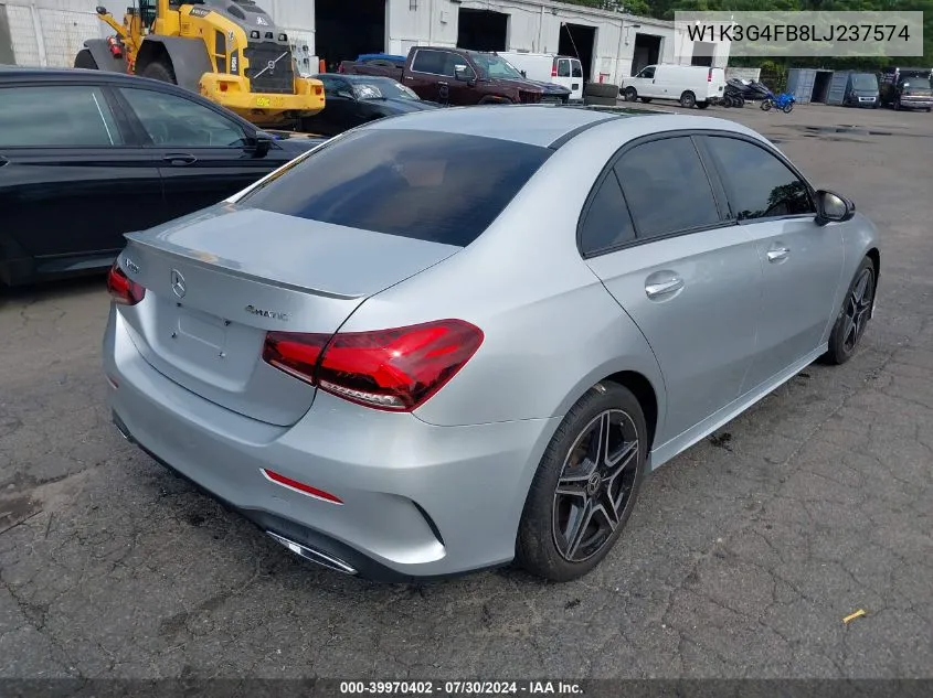 2020 Mercedes-Benz A 220 4Matic VIN: W1K3G4FB8LJ237574 Lot: 39970402