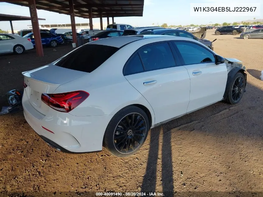 2020 Mercedes-Benz A 220 VIN: W1K3G4EB5LJ222967 Lot: 40091490