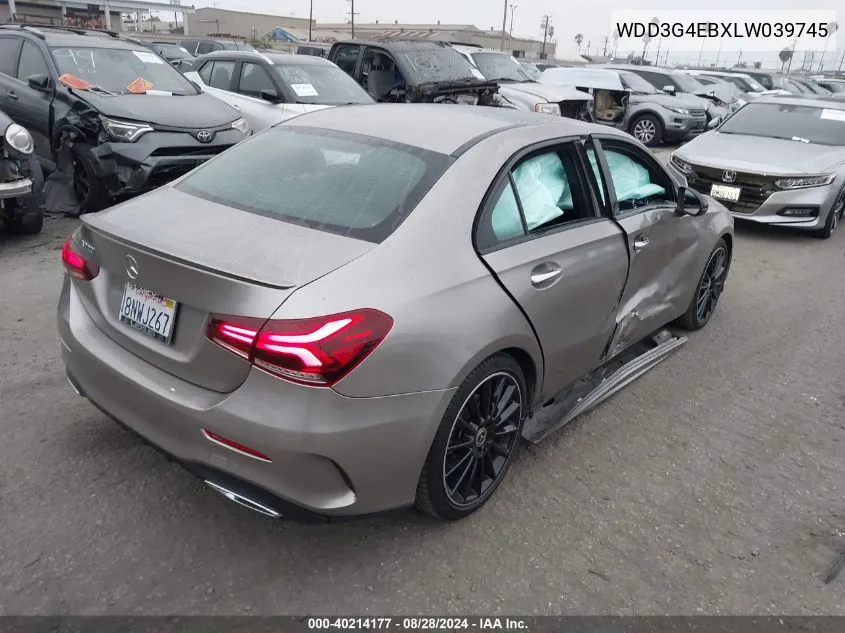 2020 Mercedes-Benz A 220 VIN: WDD3G4EBXLW039745 Lot: 40214177