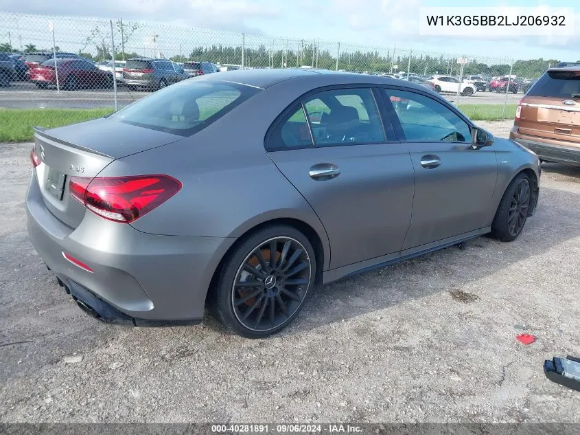 2020 Mercedes-Benz Amg A 35 4Matic VIN: W1K3G5BB2LJ206932 Lot: 40281891