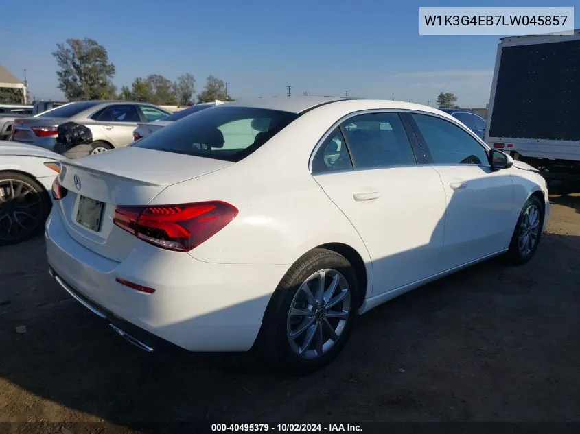 2020 Mercedes-Benz A 220 VIN: W1K3G4EB7LW045857 Lot: 40495379