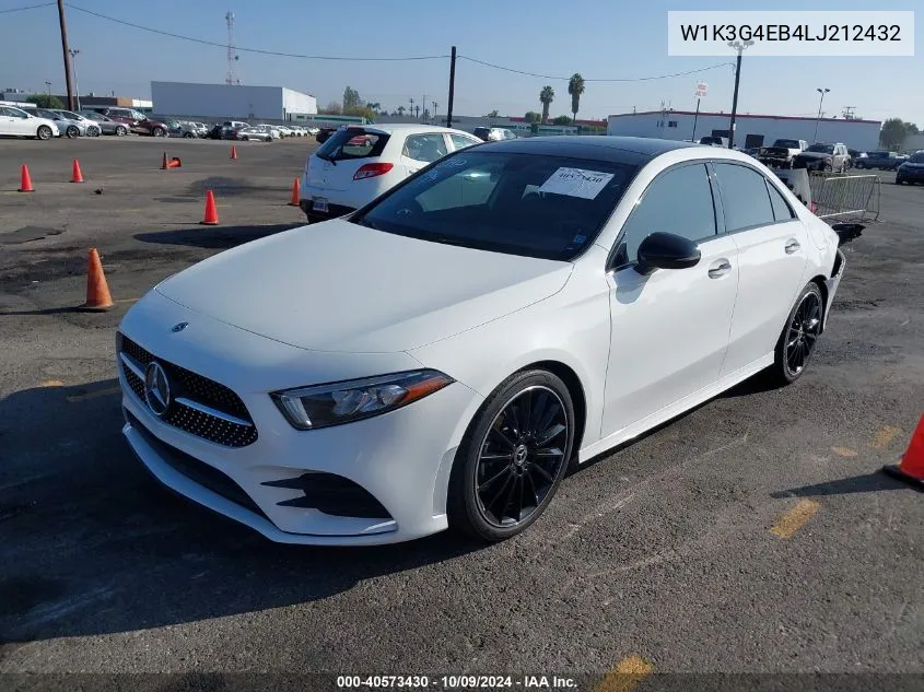 2020 Mercedes-Benz A 220 VIN: W1K3G4EB4LJ212432 Lot: 40573430