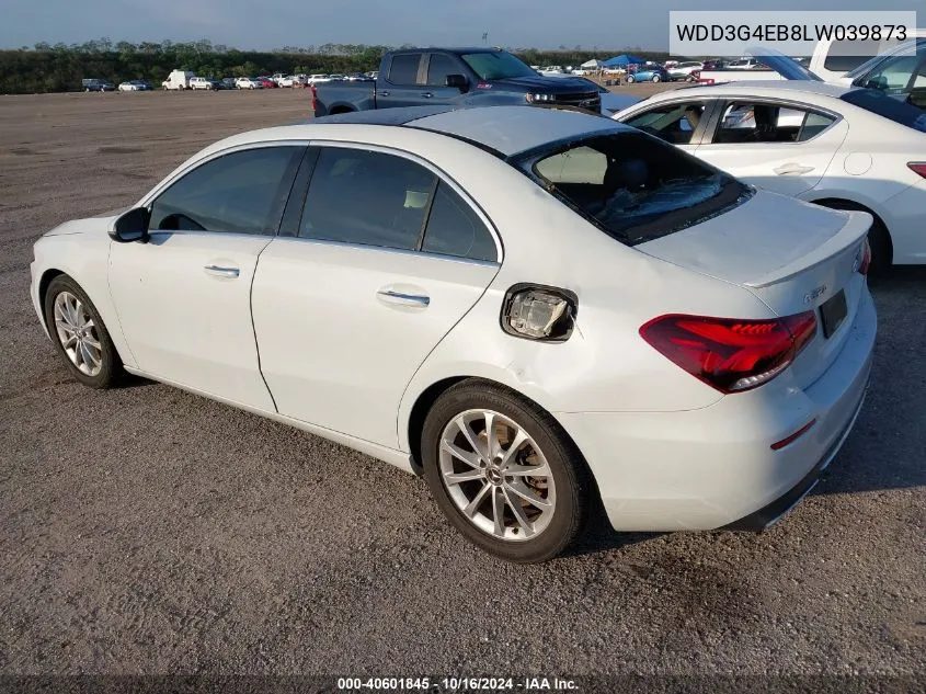 2020 Mercedes-Benz A 220 VIN: WDD3G4EB8LW039873 Lot: 40601845