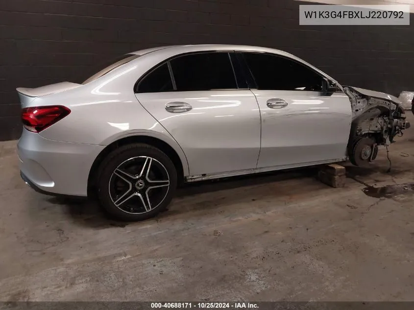 2020 Mercedes-Benz A 220 4Matic VIN: W1K3G4FBXLJ220792 Lot: 40688171