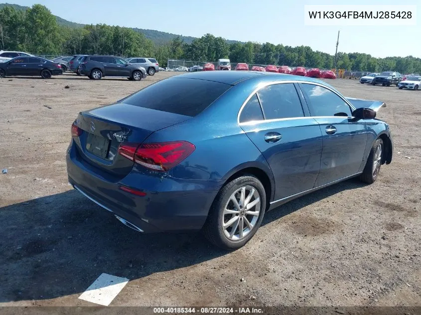 2021 Mercedes-Benz A 220 4Matic VIN: W1K3G4FB4MJ285428 Lot: 40185344