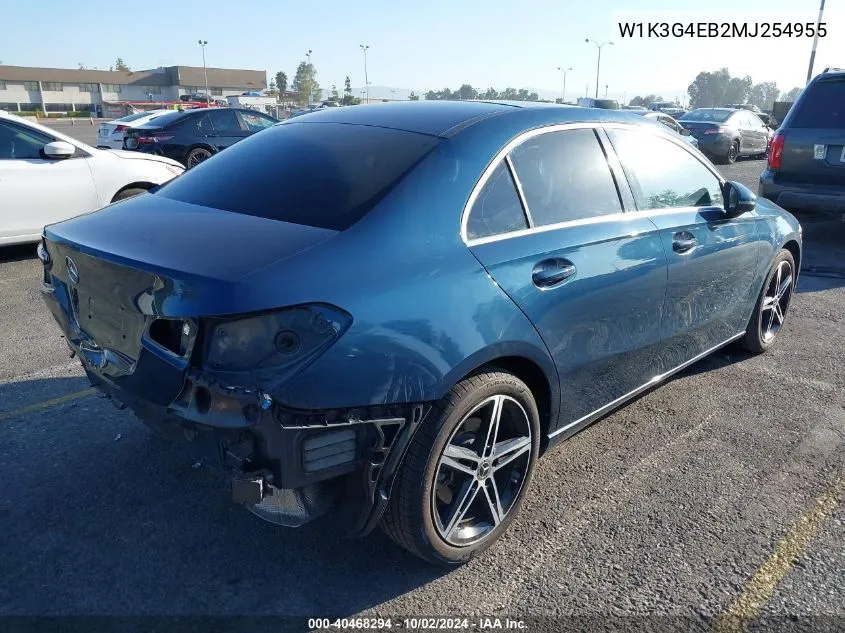 2021 Mercedes-Benz A 220 VIN: W1K3G4EB2MJ254955 Lot: 40468294