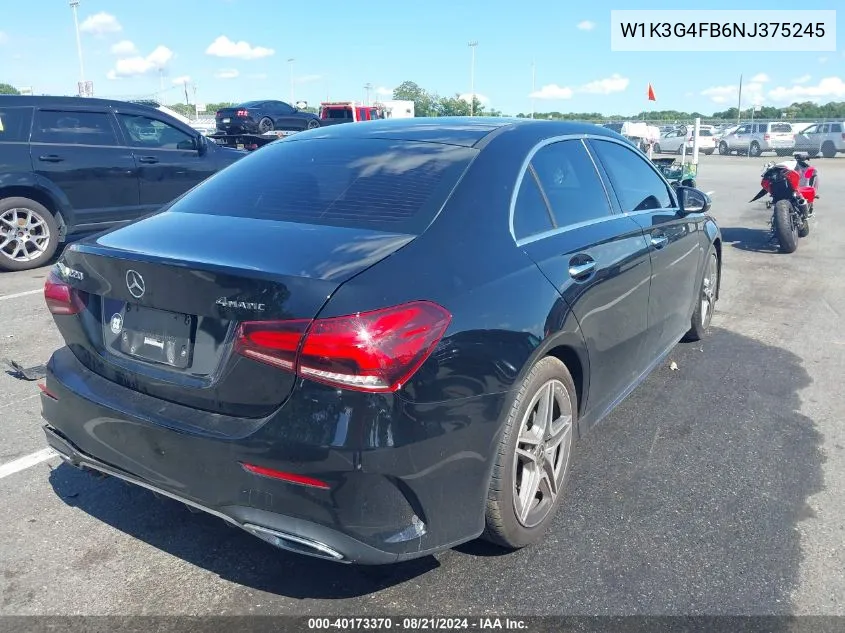 2022 Mercedes-Benz A 220 4Matic VIN: W1K3G4FB6NJ375245 Lot: 40173370