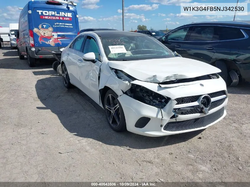 2022 Mercedes-Benz A 220 4Matic VIN: W1K3G4FB5NJ342530 Lot: 40543506