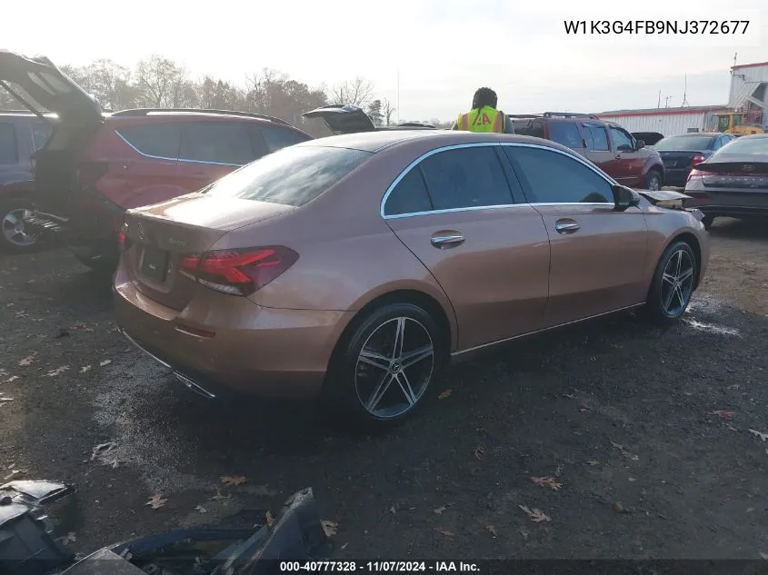 2022 Mercedes-Benz A 220 4Matic VIN: W1K3G4FB9NJ372677 Lot: 40777328