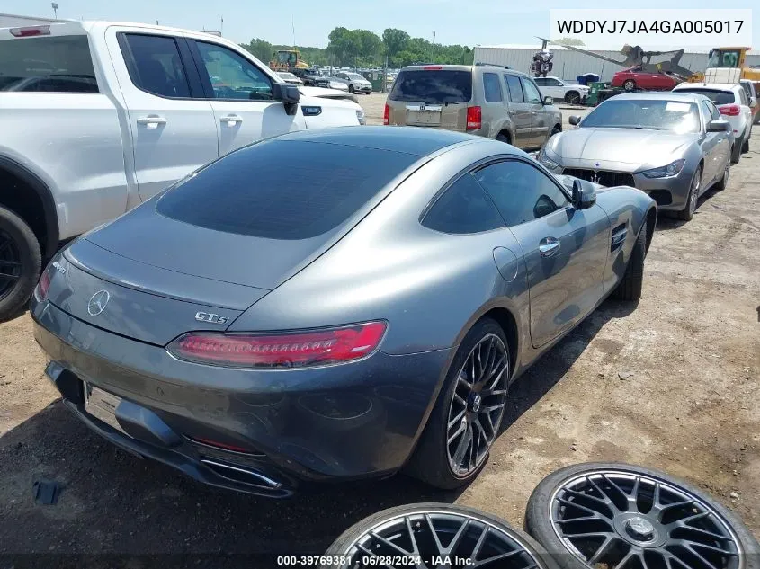 2016 Mercedes-Benz Gt S Amg VIN: WDDYJ7JA4GA005017 Lot: 39769381