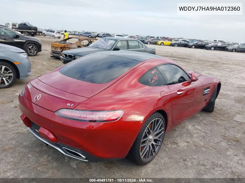 2017 Mercedes-Benz Amg Gt VIN: WDDYJ7HA9HA012360 Lot: 40491781