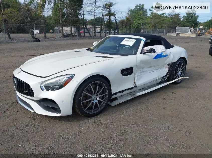 2019 Mercedes-Benz Amg Gt VIN: WDDYK7HA1KA022840 Lot: 40393298