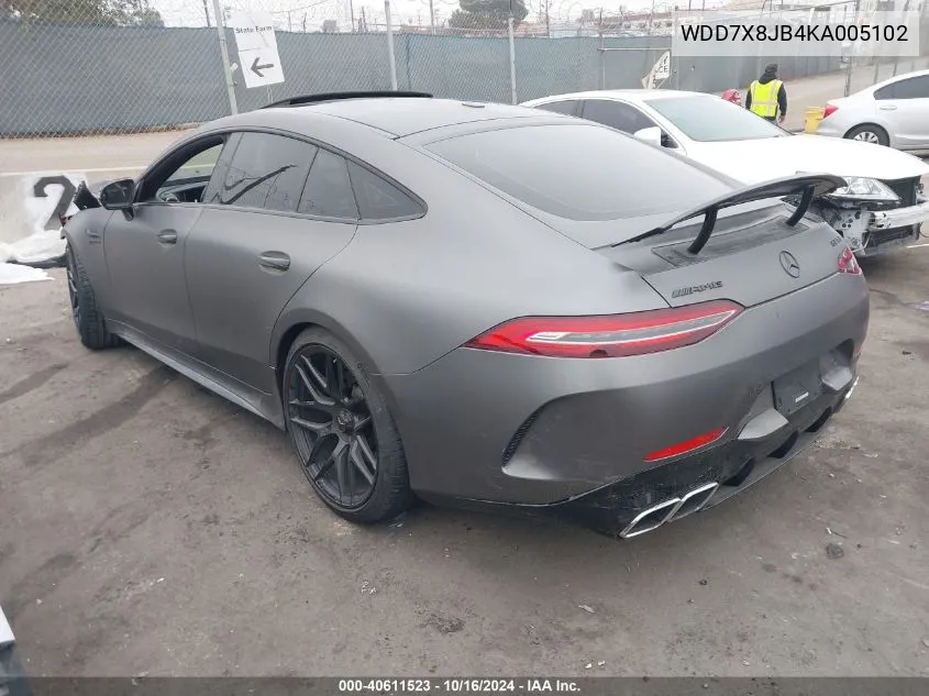 2019 Mercedes-Benz Amg Gt 63 4-Door Coupe VIN: WDD7X8JB4KA005102 Lot: 40611523