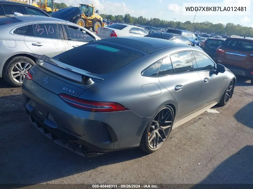 2020 Mercedes-Benz Amg Gt 63 S VIN: WDD7X8KB7LA012481 Lot: 40449311