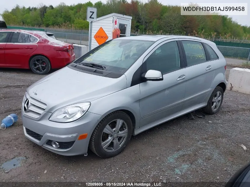 2010 Mercedes-Benz B-Class VIN: WDDFH3DB1AJ599458 Lot: 12009805