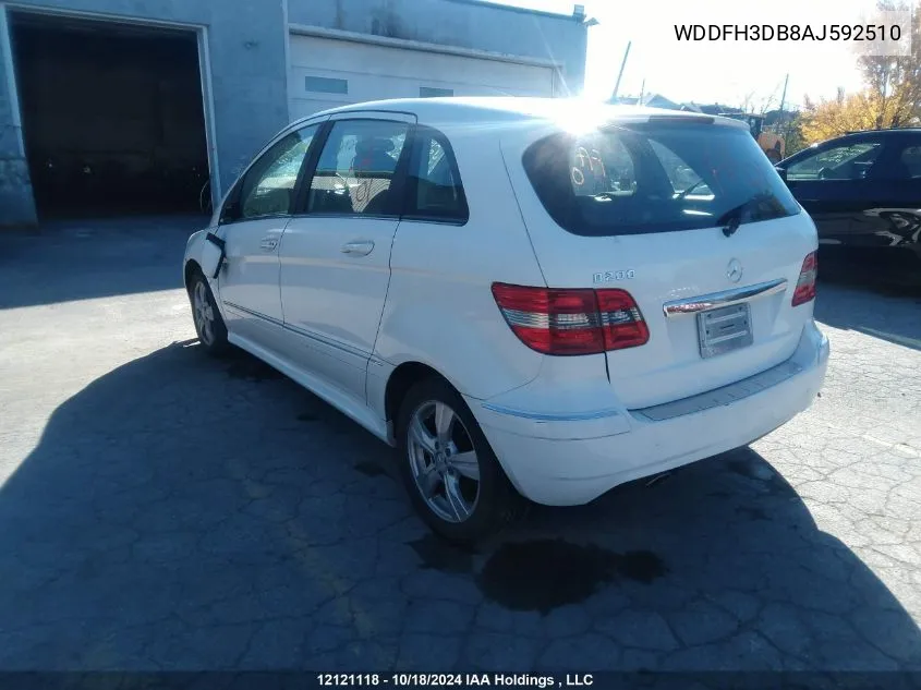 2010 Mercedes-Benz B-Class VIN: WDDFH3DB8AJ592510 Lot: 12121118