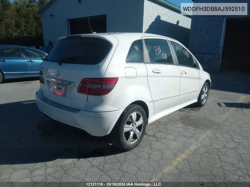 2010 Mercedes-Benz B-Class VIN: WDDFH3DB8AJ592510 Lot: 12121118