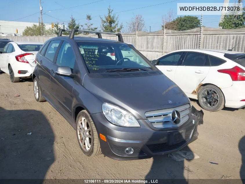 2011 Mercedes-Benz B-Class VIN: WDDFH3DB2BJ713078 Lot: 12106111