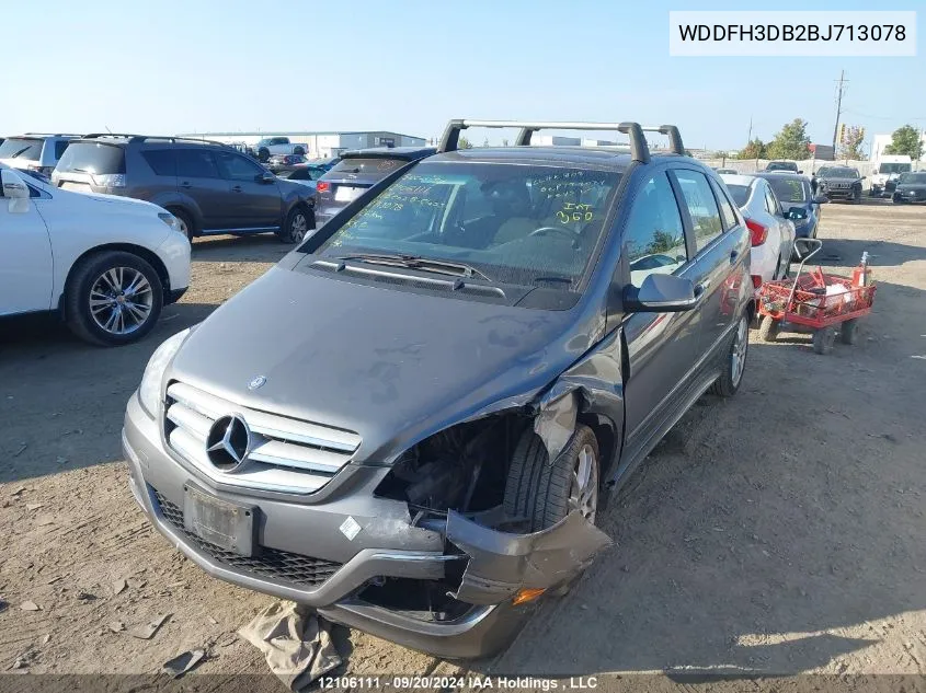 2011 Mercedes-Benz B-Class VIN: WDDFH3DB2BJ713078 Lot: 12106111