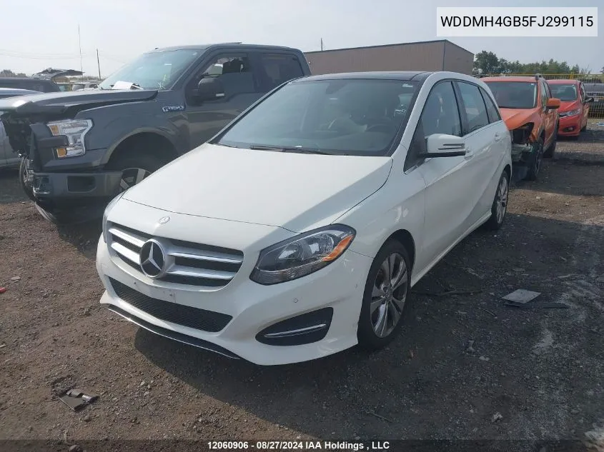 2015 Mercedes-Benz B-Class VIN: WDDMH4GB5FJ299115 Lot: 12060906