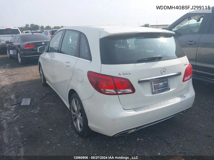 2015 Mercedes-Benz B-Class VIN: WDDMH4GB5FJ299115 Lot: 12060906