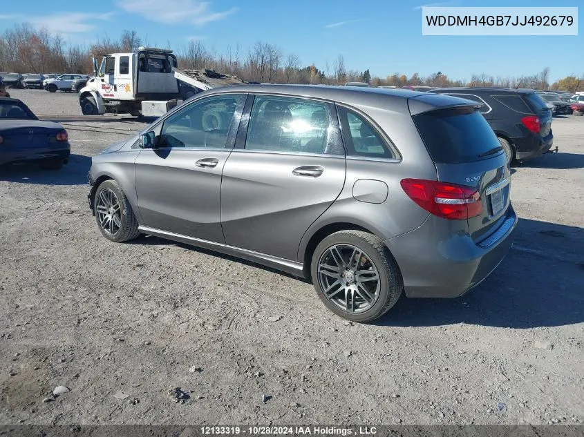 2018 Mercedes-Benz B-Class VIN: WDDMH4GB7JJ492679 Lot: 12133319