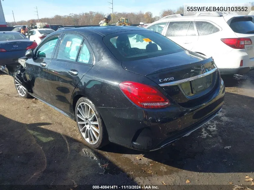 2016 Mercedes-Benz C 450 Amg 4Matic VIN: 55SWF6EB4GU103552 Lot: 40841471