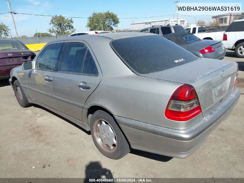 1998 Mercedes-Benz C 280 VIN: WDBHA29G6WA531619 Lot: 40540660