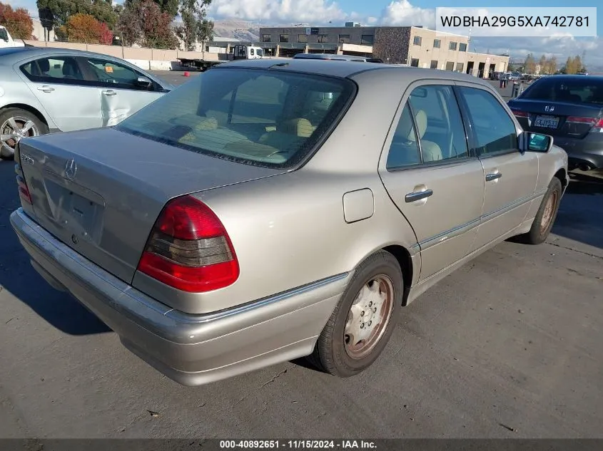 1999 Mercedes-Benz C 280 VIN: WDBHA29G5XA742781 Lot: 40892651