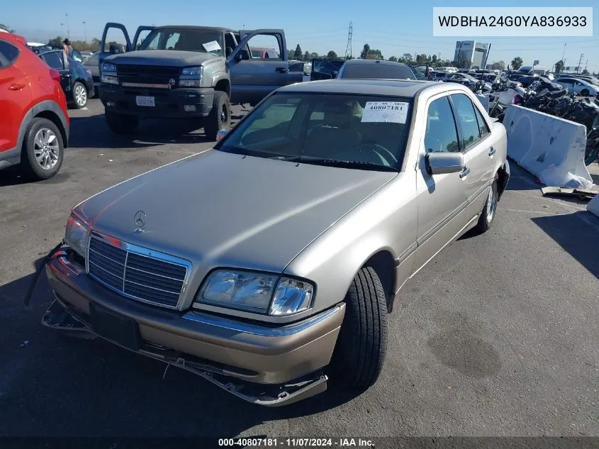 2000 Mercedes-Benz C 230 Kompressor VIN: WDBHA24G0YA836933 Lot: 40807181