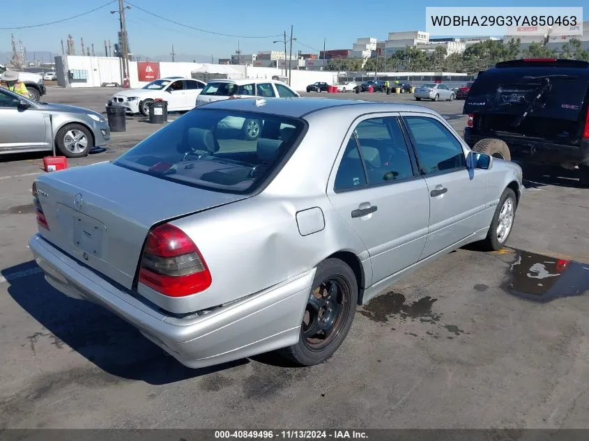 2000 Mercedes-Benz C 280 VIN: WDBHA29G3YA850463 Lot: 40849496