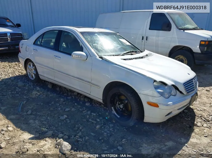 2001 Mercedes-Benz C 320 VIN: WDBRF64J91E000318 Lot: 40609799