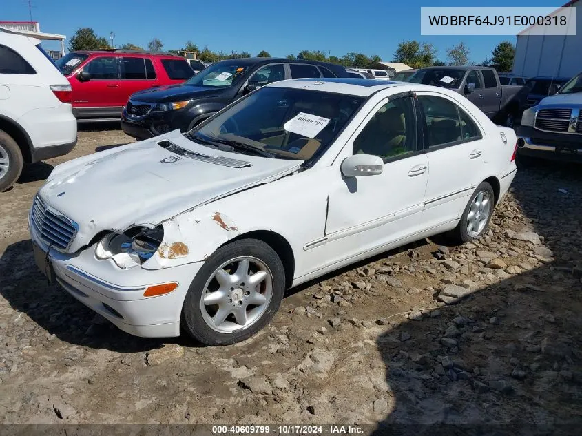 2001 Mercedes-Benz C 320 VIN: WDBRF64J91E000318 Lot: 40609799