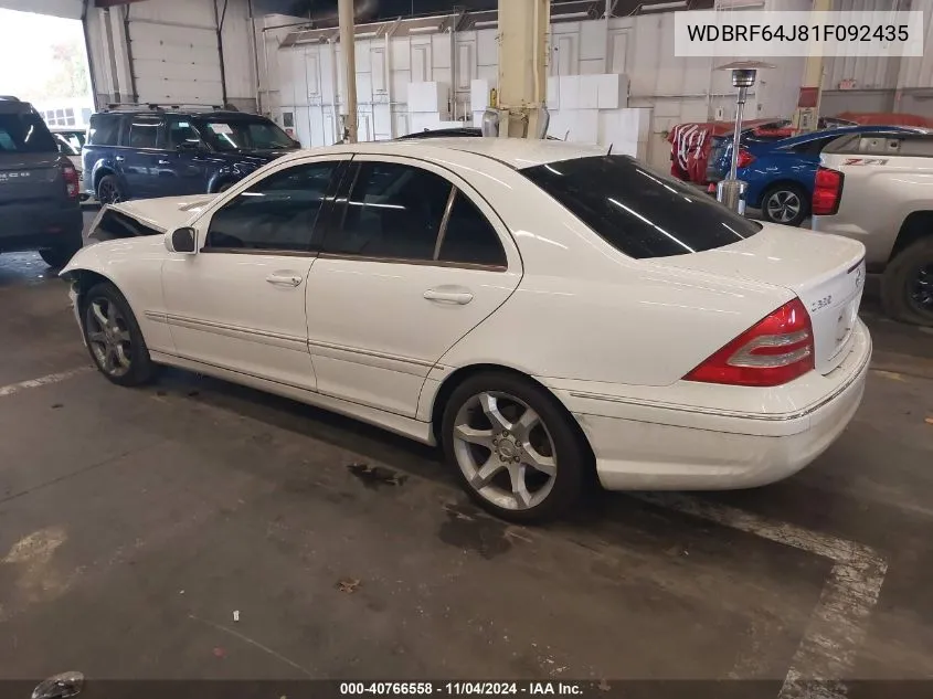 2001 Mercedes-Benz C 320 VIN: WDBRF64J81F092435 Lot: 40766558