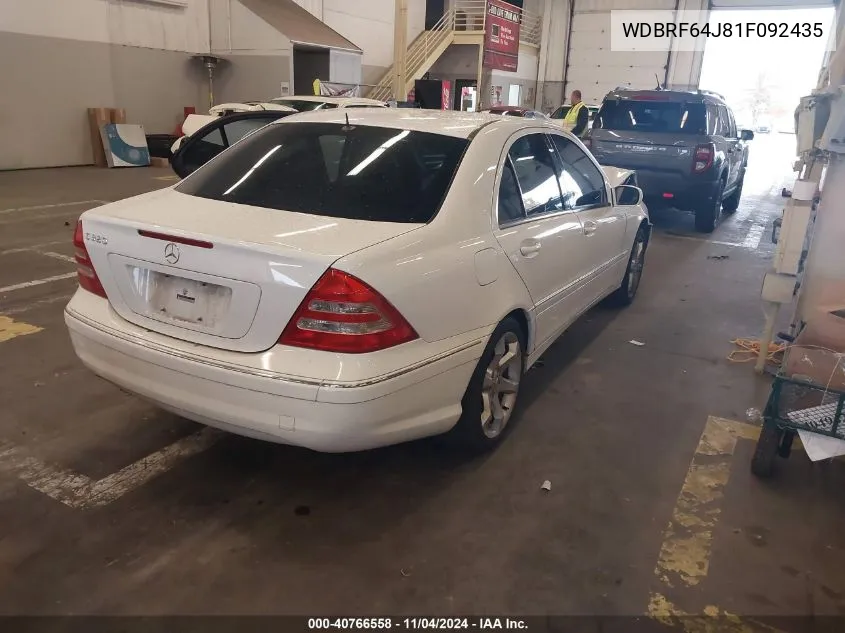 2001 Mercedes-Benz C 320 VIN: WDBRF64J81F092435 Lot: 40766558