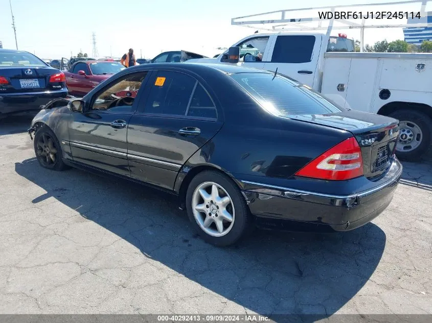 2002 Mercedes-Benz C 240 VIN: WDBRF61J12F245114 Lot: 40292413