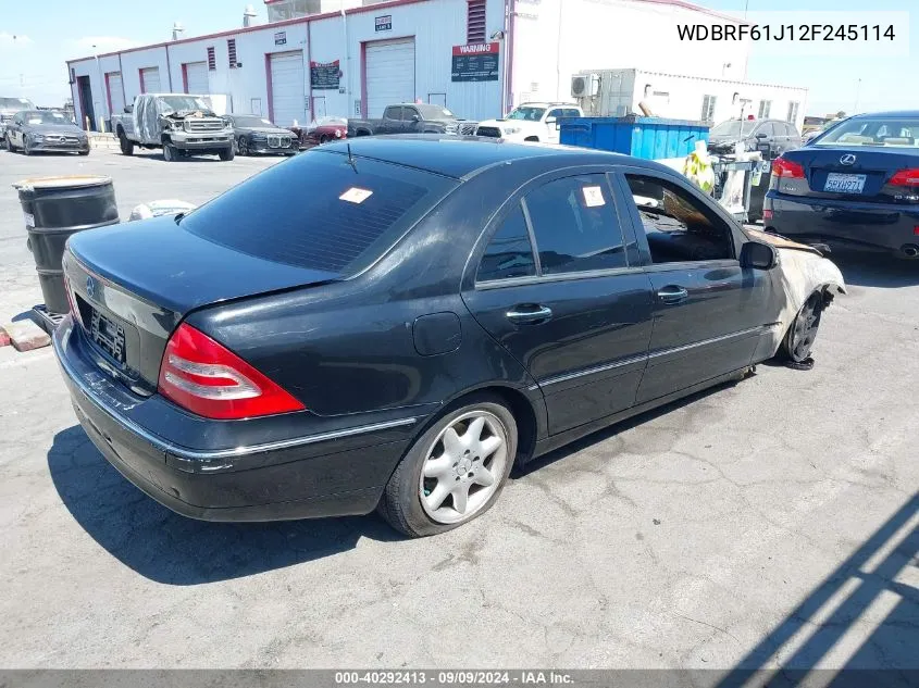 2002 Mercedes-Benz C 240 VIN: WDBRF61J12F245114 Lot: 40292413