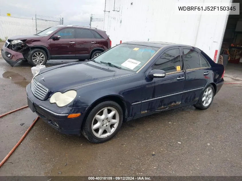 2002 Mercedes-Benz C 240 VIN: WDBRF61J52F150345 Lot: 40318109