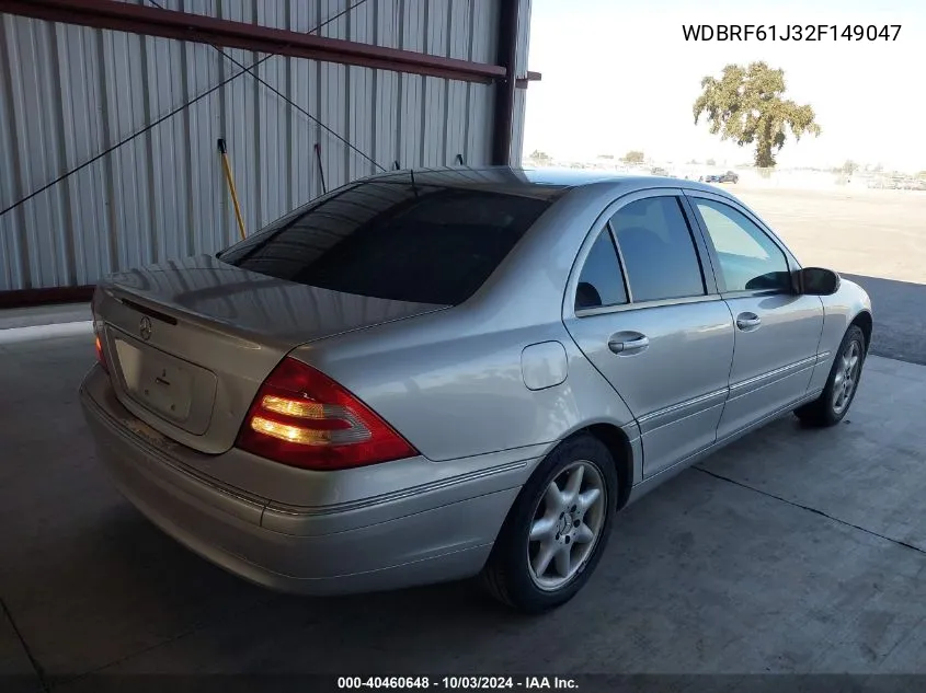 2002 Mercedes-Benz C 240 VIN: WDBRF61J32F149047 Lot: 40460648