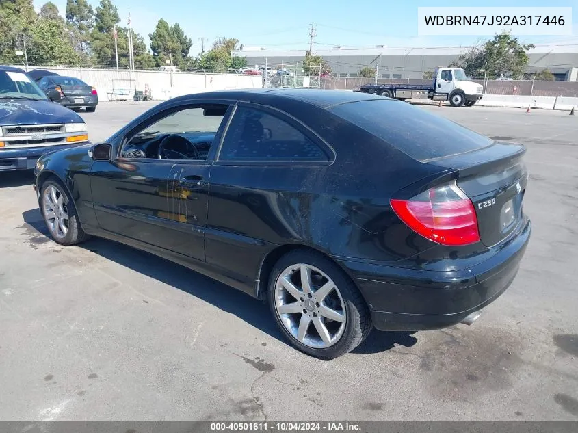 2002 Mercedes-Benz C 230 VIN: WDBRN47J92A317446 Lot: 40501611