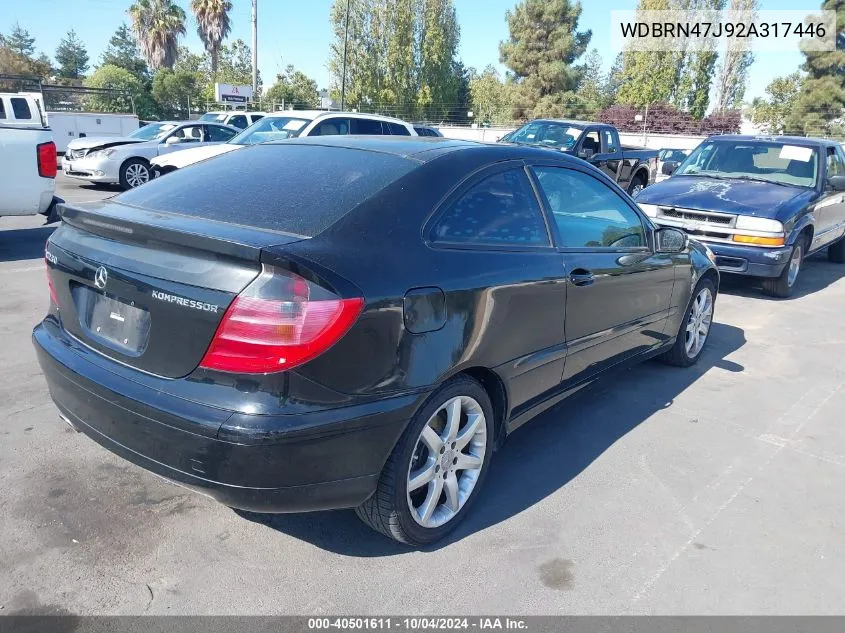 2002 Mercedes-Benz C 230 VIN: WDBRN47J92A317446 Lot: 40501611