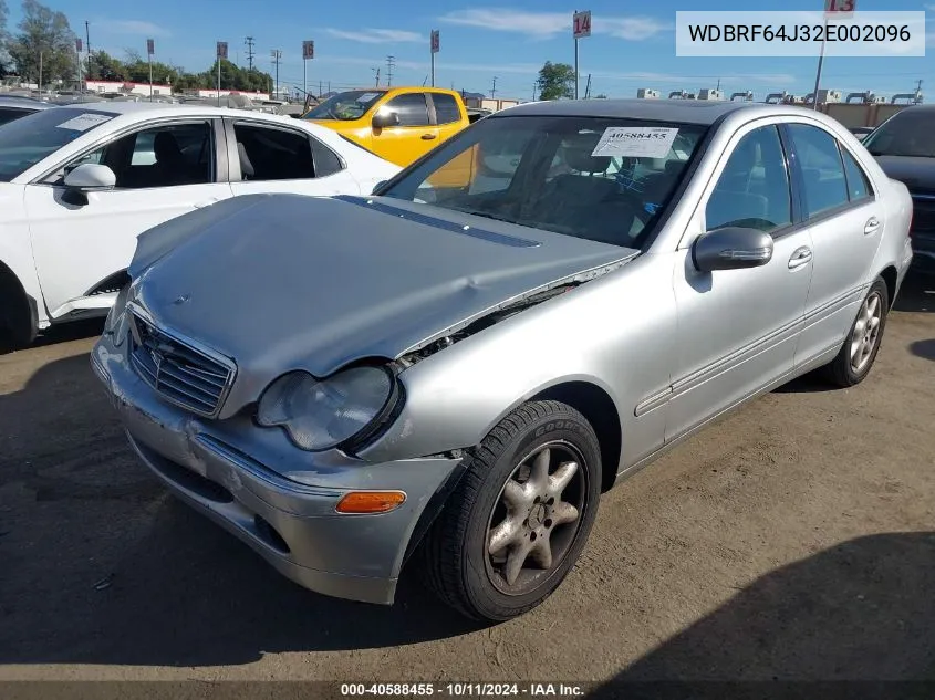 2002 Mercedes-Benz C 320 VIN: WDBRF64J32E002096 Lot: 40588455