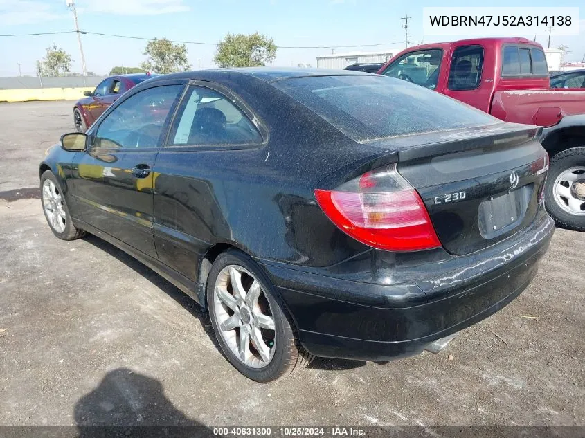 2002 Mercedes-Benz C 230 VIN: WDBRN47J52A314138 Lot: 40631300