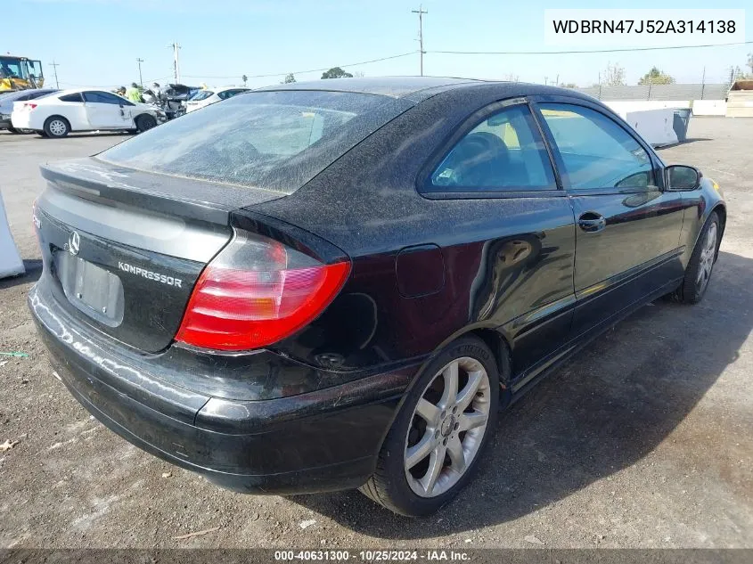 2002 Mercedes-Benz C 230 VIN: WDBRN47J52A314138 Lot: 40631300