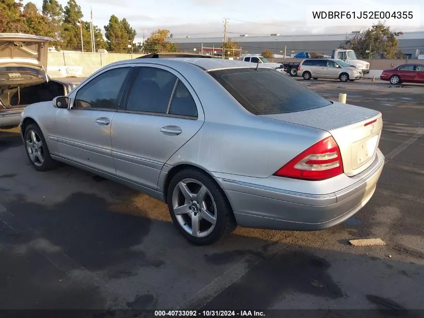 2002 Mercedes-Benz C 240 VIN: WDBRF61J52E004355 Lot: 40733092