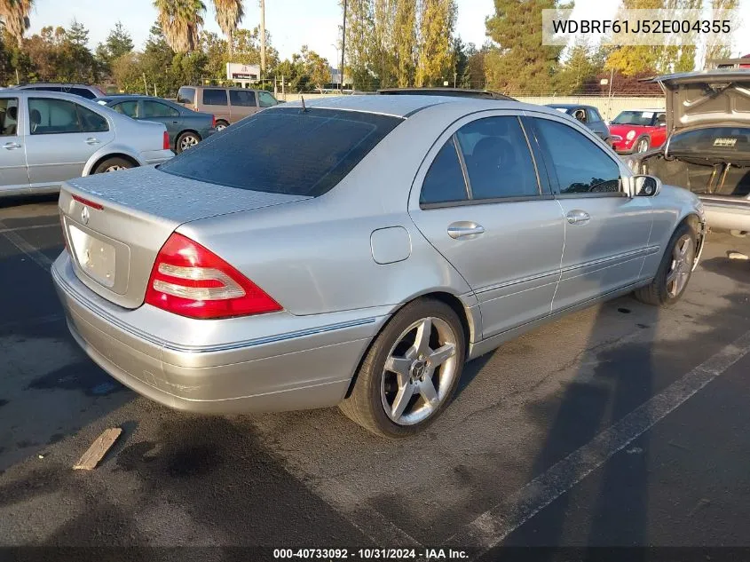 2002 Mercedes-Benz C 240 VIN: WDBRF61J52E004355 Lot: 40733092