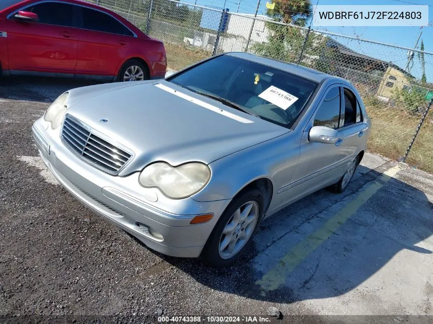 2002 Mercedes-Benz C 240 VIN: WDBRF61J72F224803 Lot: 40743388