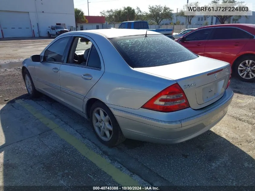 2002 Mercedes-Benz C 240 VIN: WDBRF61J72F224803 Lot: 40743388